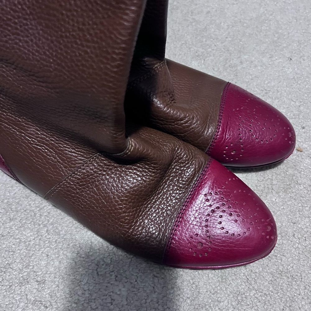 VINTAGE Gucci Brown and Red leather ankle boots - Picture 2 of 3